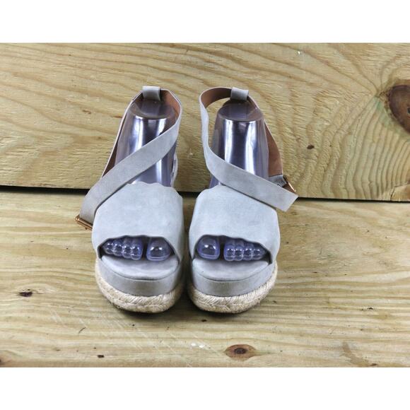 Chole Sandals Womens 6.5 Gray Suede Lauren Platform Espadrilles Shoes - Picture 2 of 10